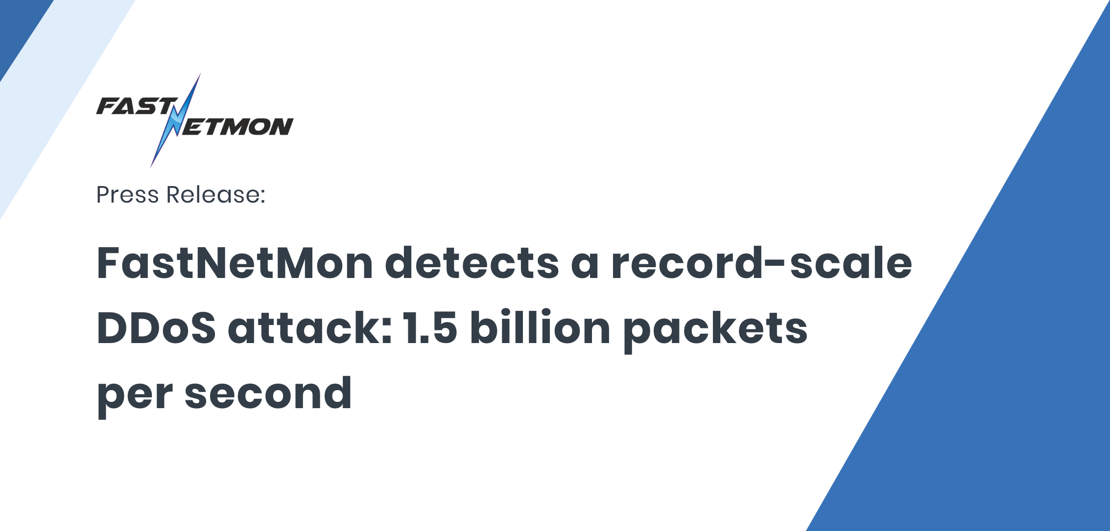 FastNetMon Press Release Record scale DDoS attack detected