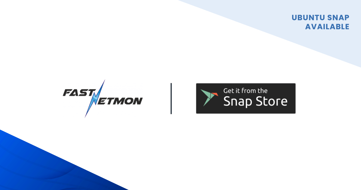 FastNetMon logo beside Snap Store badge with a vertical divider, indicating Ubuntu snap is available (top-right banner).